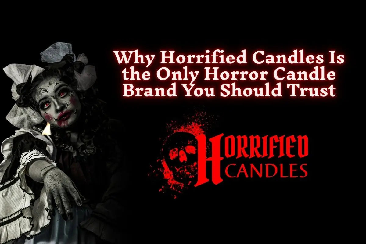 scary doll with glowing text beside her