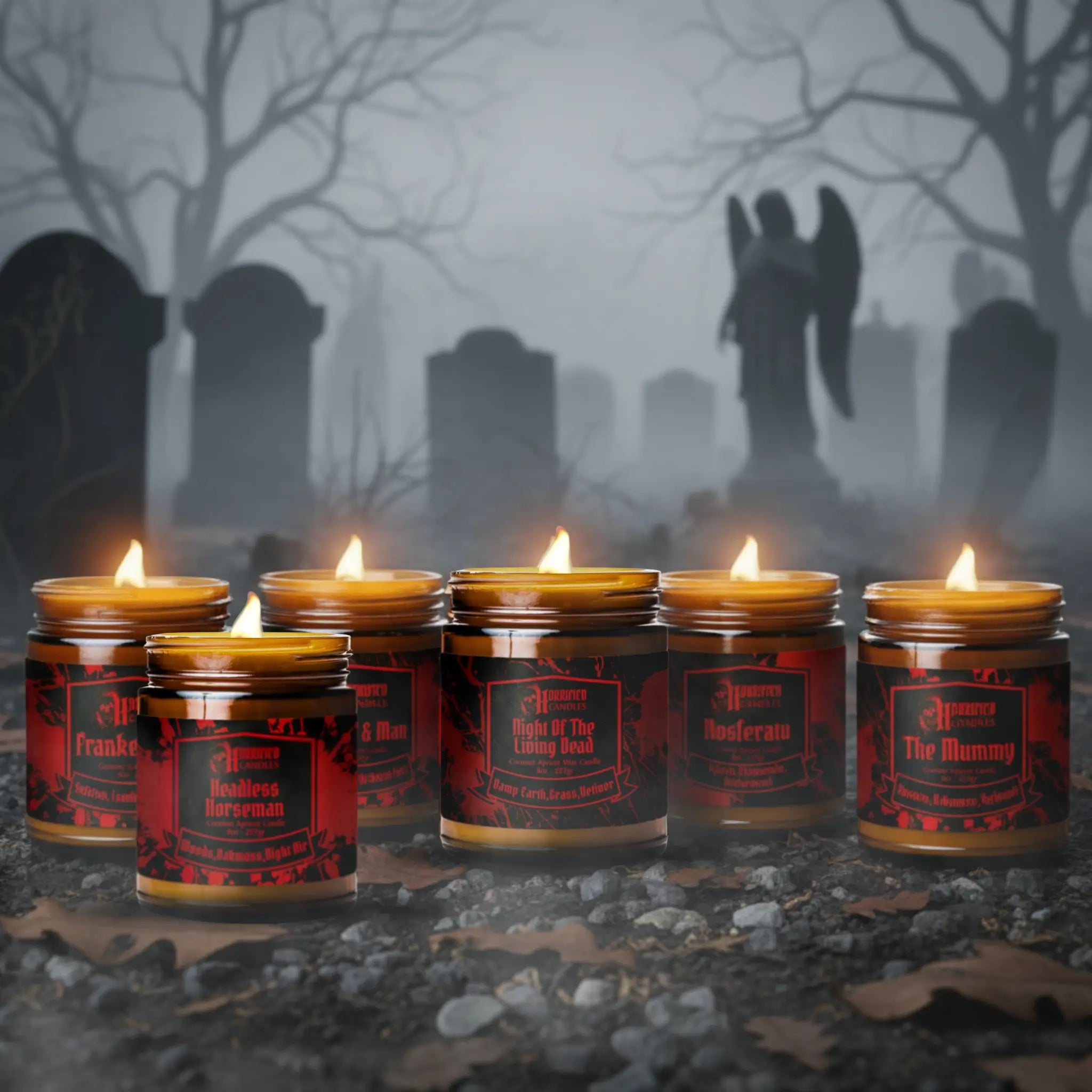 Set of candles with in a graveyard